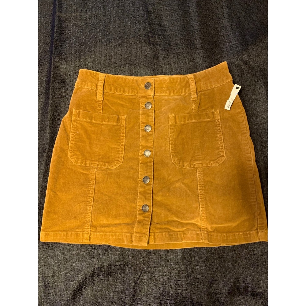 Mudd Womens Corduroy Mini Skirt Mustard Yellow Button Front Size 9 NWOT